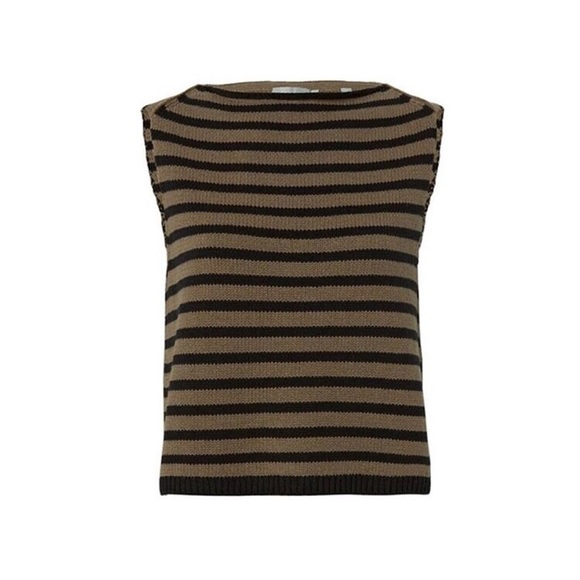Vince Striped Cotton Cropped Shell Sweater - Picture 3 of 8